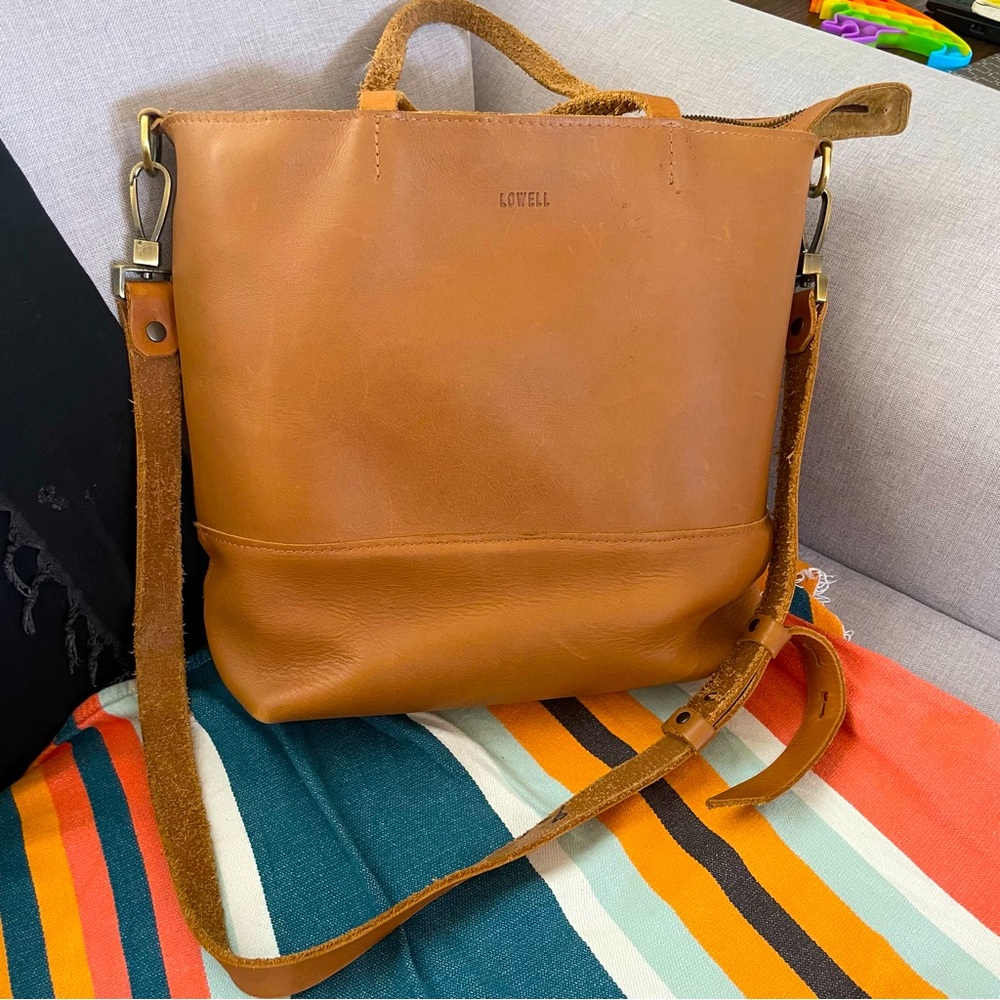 Tan Leather Shoulder Tote Bag